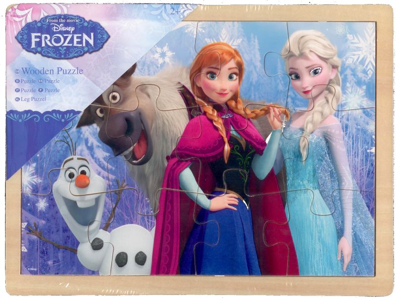 Disney Princess Frozen Wooden 12pcs Puzzle/Jigsaw Tray (Anna, Elsa